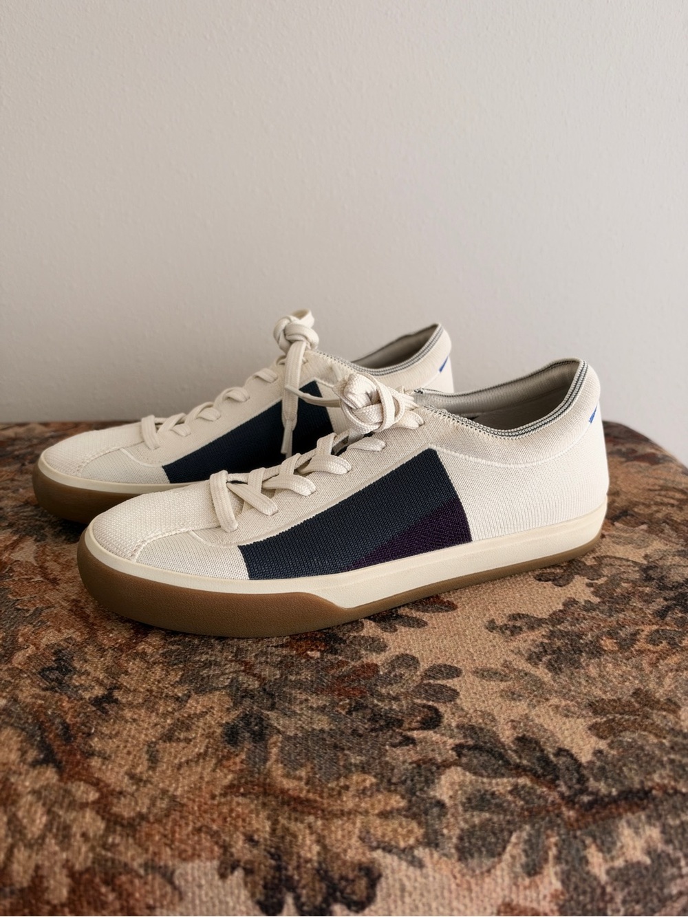Rothy’s The Lace Up Sneaker Cream Navy